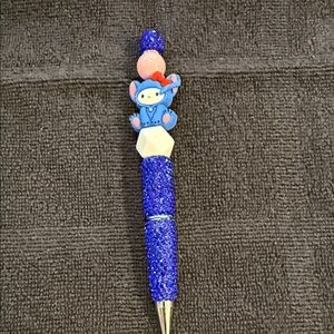 Blue Hello Kitty Glitter Character Ballpoint Pen with Pink Accent